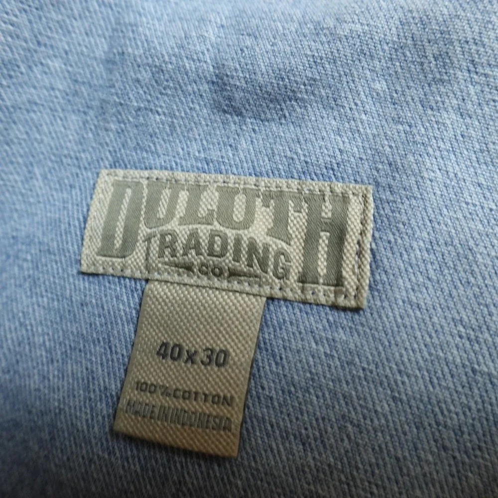 Duluth Trading Jeans Mens 40X30 Light Blue Denim Pants Straight Leg Outdoor Work